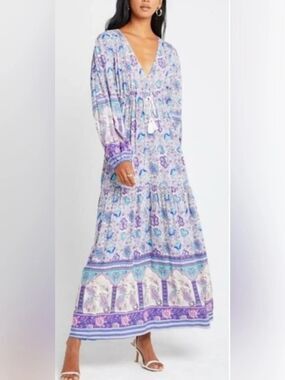 FEW MODA Paisley Maxi Dress Purple XS